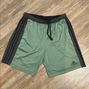 Adidas Men's Green and Black Athletic Shorts